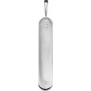.0075 Ctw Natural Diamond Engravable Elongated Bar Charm/Pendant (Style 88540)