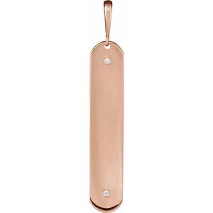 .0075 Ctw Natural Diamond Engravable Elongated Bar Charm/Pendant (Style 88540)