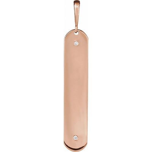 .0075 Ctw Natural Diamond Engravable Elongated Bar Charm/Pendant (Style 88540)