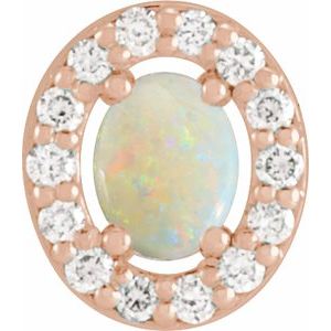 White Opal And .05 Ctw Natural Diamond Halo-Style Pendant Slide (Style 88058)