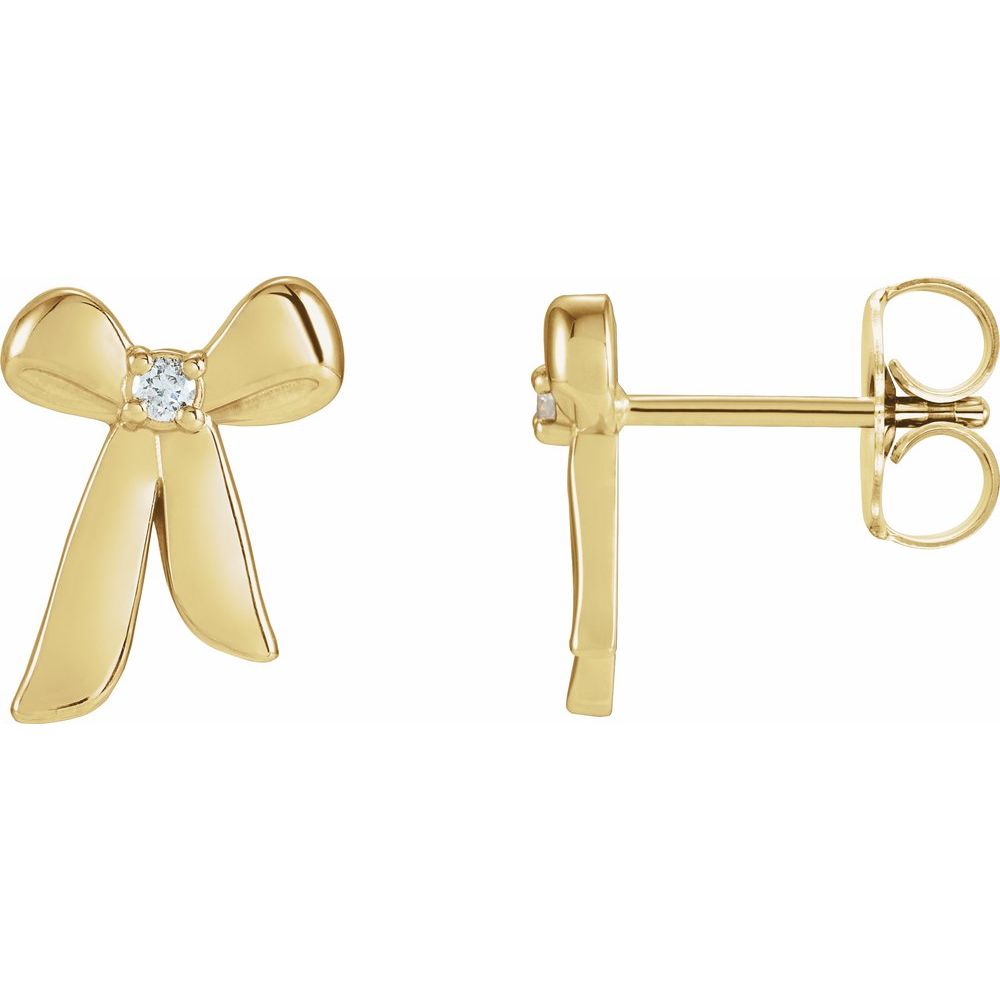 14K Yellow Gold .03 CTW Natural Diamond Bow Earrings