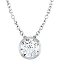 1/2 Ct Natural Diamond Solitaire Bezel-Set Necklace (Style 88111)