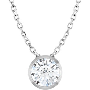 1/2 Ct Natural Diamond Solitaire Bezel-Set Necklace (Style 88111)