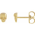 14K Yellow Gold Skull Earrings