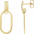 14K Yellow Gold Elongated Oval Geometric Earrings