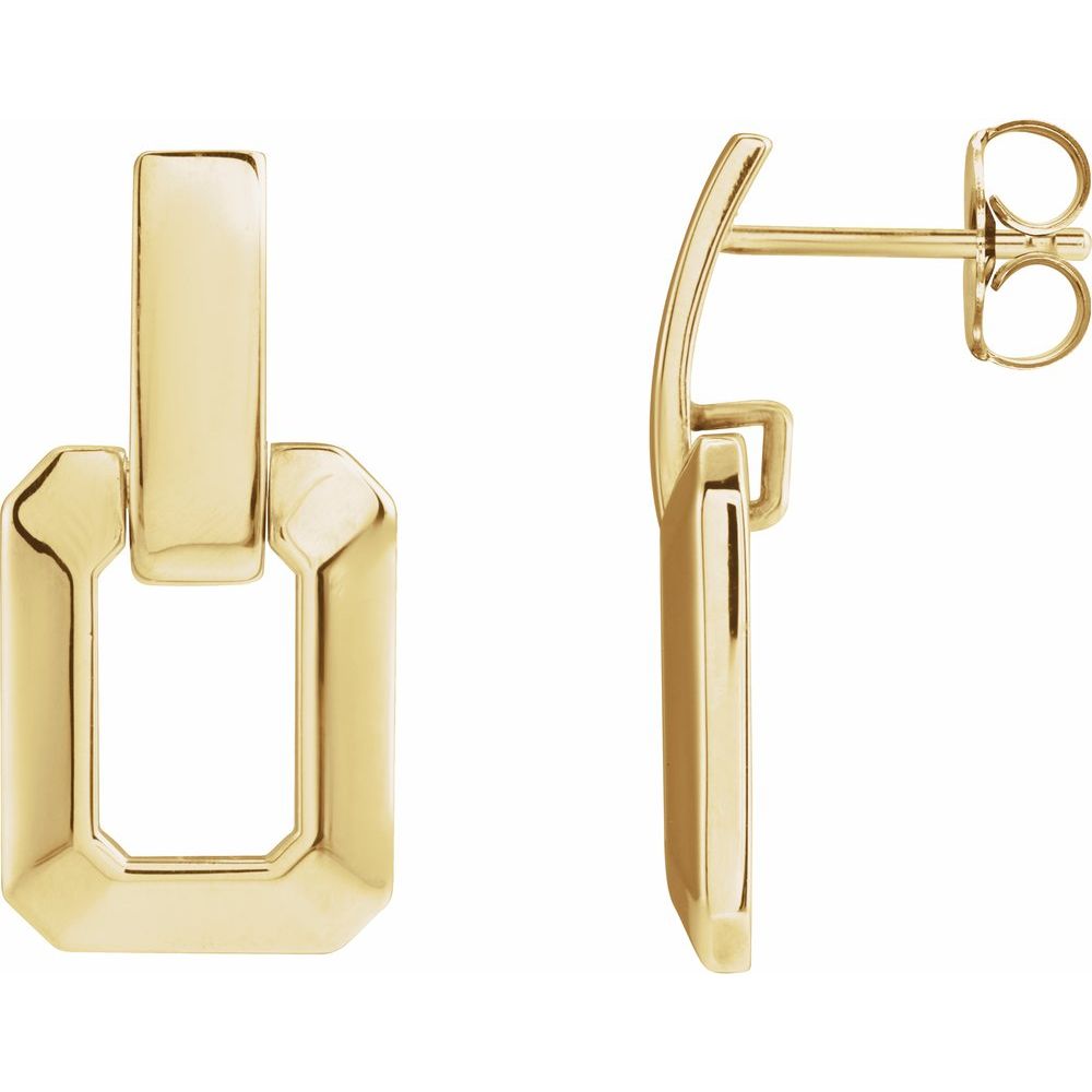 14K Yellow Gold Geometric Drop Earrings