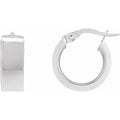 14K White Gold Flat Tube 10 mm Hoop Earrings