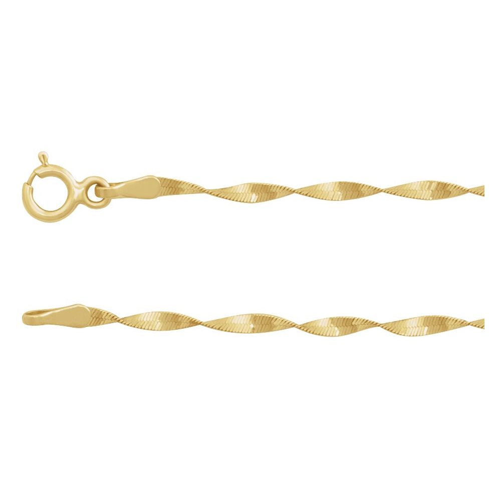 14K Yellow 1.6 mm Twisted Herringbone 16" Chain
