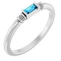 Essentials 14K White Gold Lab Grown Aqua Sapphire Stackable Ring