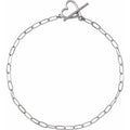 14K White Heart & Paperclip-Style Chain 6" Bracelet