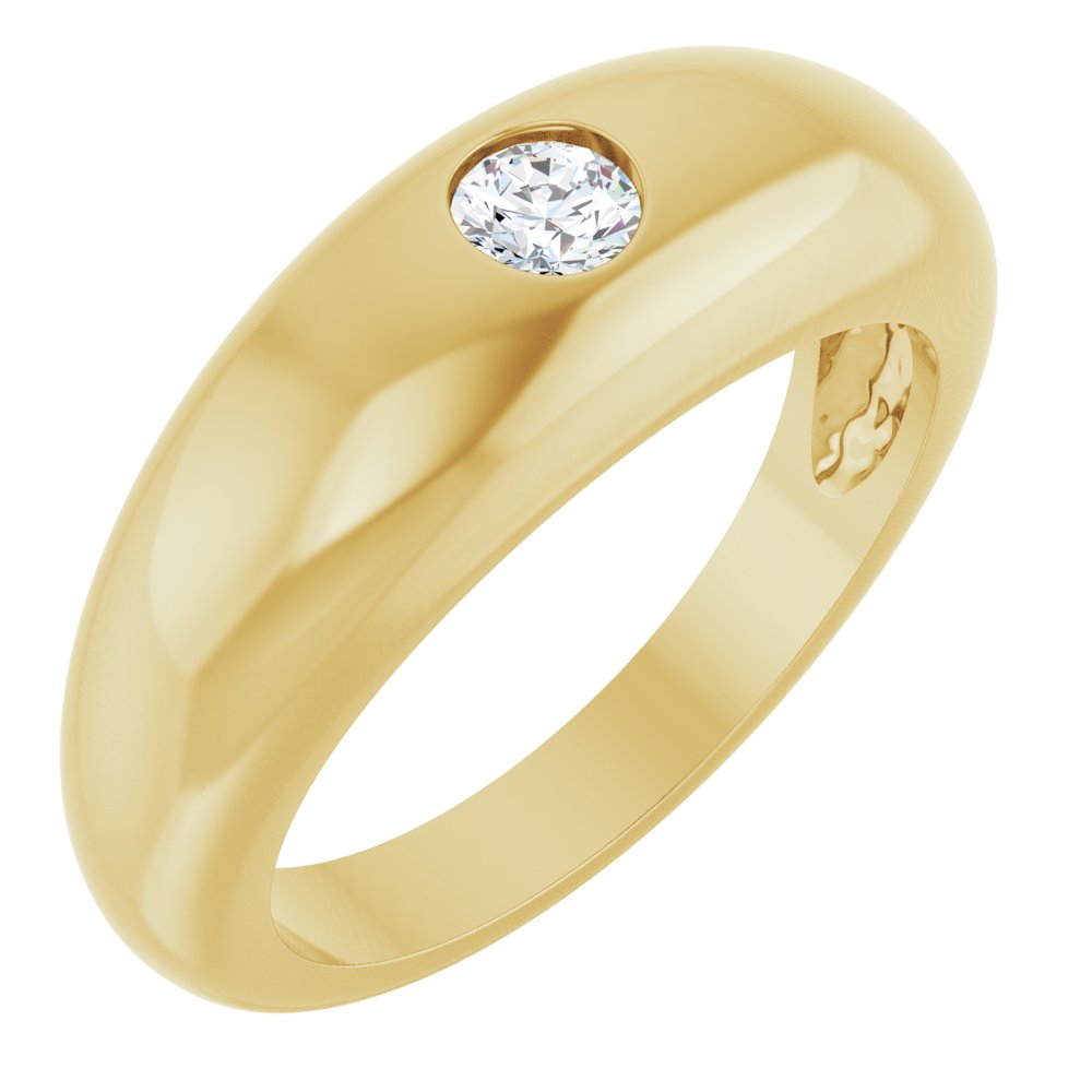 Essentials 14K Yellow Gold 14 Ct Natural Diamond Dome Ring