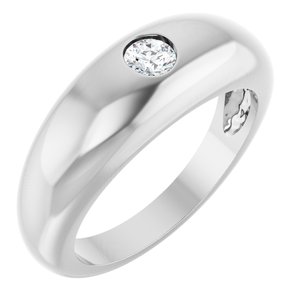 Essentials 14K White Gold 1/4 Ct Natural Diamond Dome Ring (Style 9913)