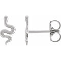 14K White Gold Snake Earrings