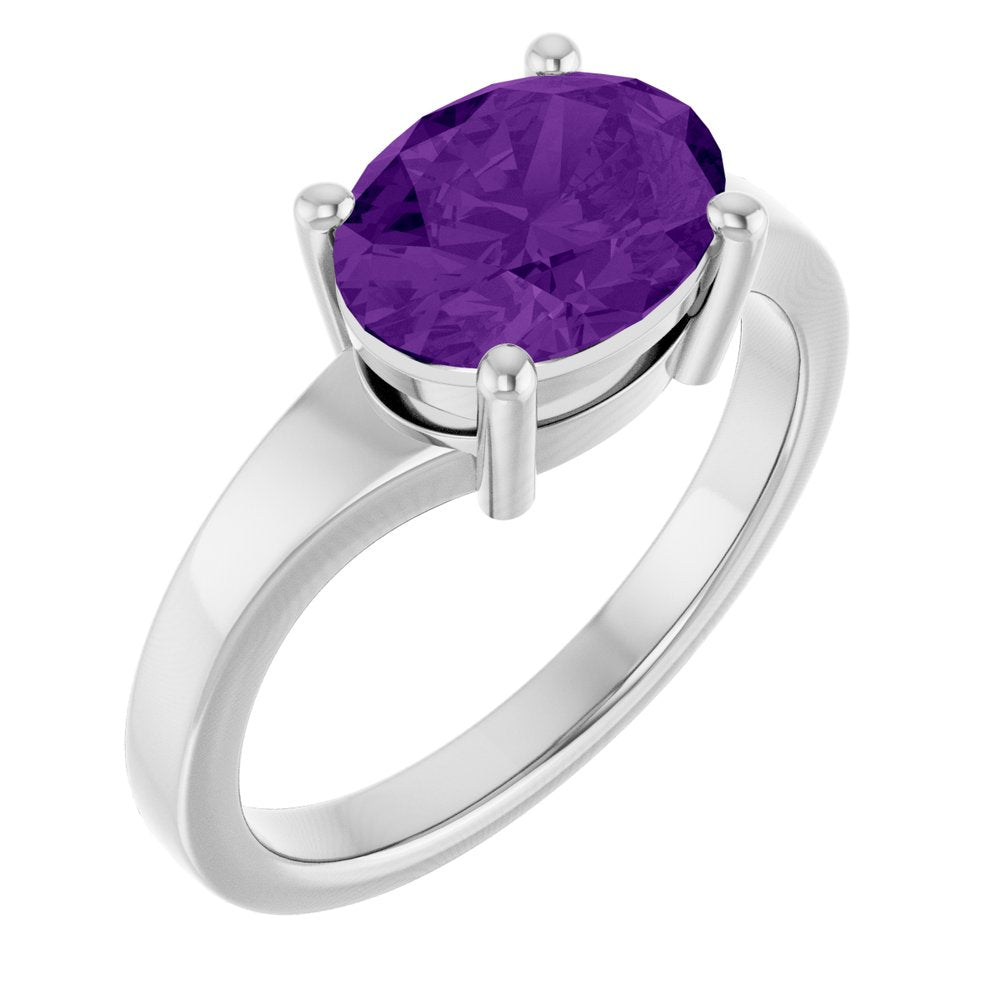Impress 14K White Gold Natural Amethyst Ring