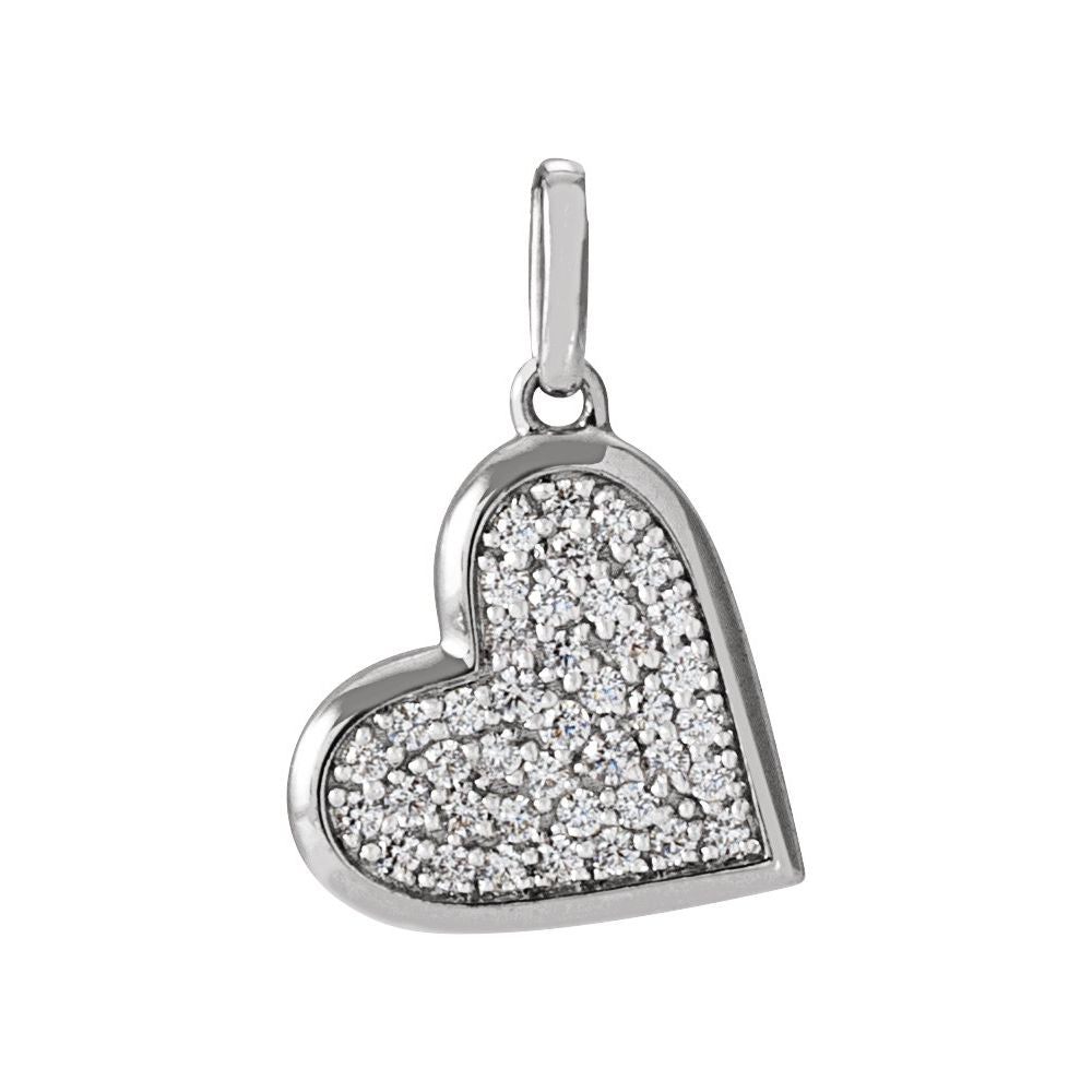 Impress 14K White Gold 14 Ctw Natural Diamond Heart Charmpendant