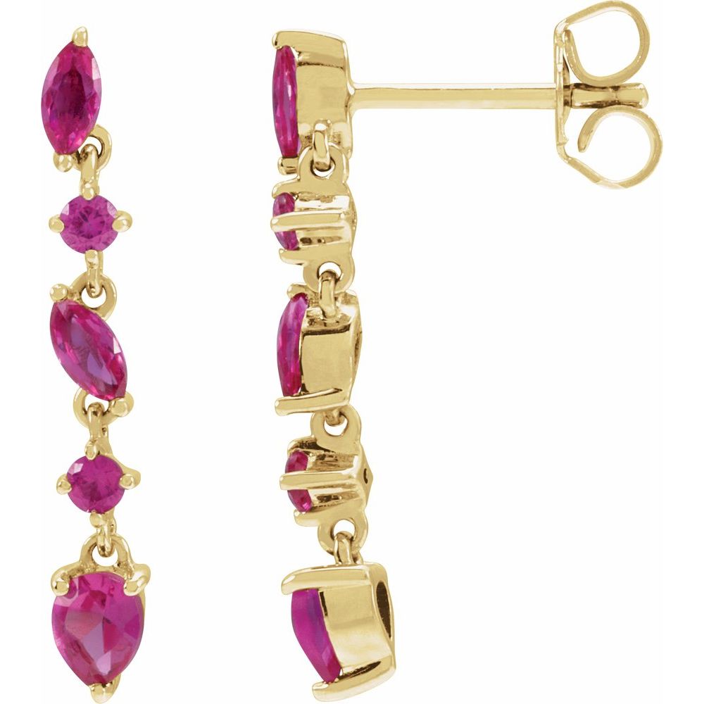 14K Yellow Gold Natural Ruby Earrings