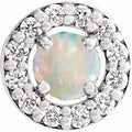 Cabochon Natural White Opal And .06 Ctw Natural Diamond Halo-Style Pendant Slide (Style 88054)