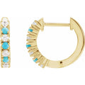14K Yellow Gold Natural Turquoise & 1/3 CTW Natural Diamond Hoop Earrings