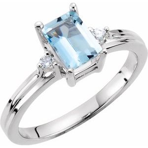 Natural Aquamarine And .06 CTW Natural Diamond Ring (Style 67684)