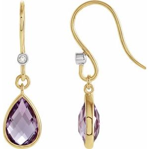 Natural Amethyst And .02 Ctw Natural Diamond Earrings (Style 67303)