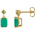 14K Yellow Gold Lab-Grown Emerald & Natural Peridot Dangle Earrings