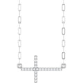 .08 Ctw Natural Diamond Sideways Cross Paperclip Necklace (Style R50063)