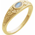 Impress 14K Yellow Gold Natural Moonstone Cabochon Floral Ring