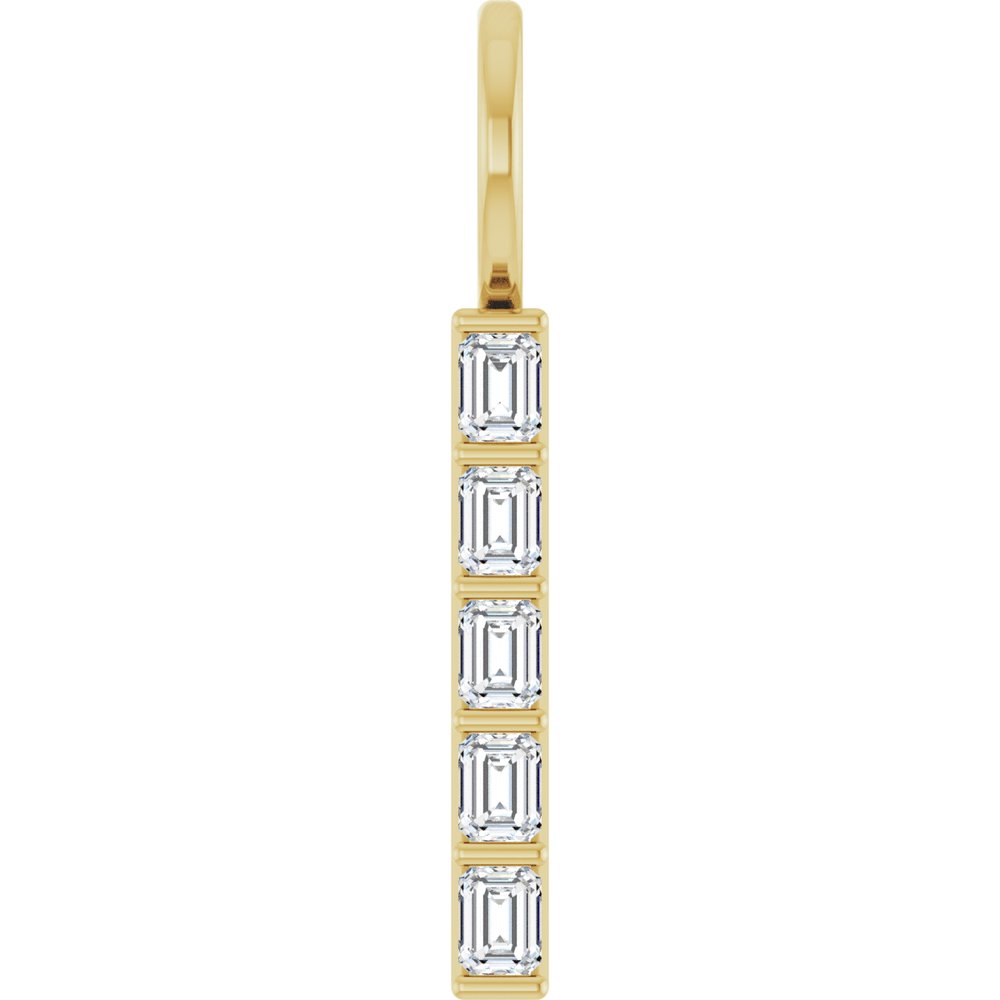 Impress 14K Yellow Gold 12 Ctw Natural Diamond Vertical Bar Pendant