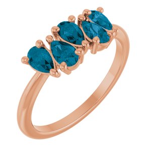 Natural London Blue Topaz Five-Stone Ring (Style 72454)