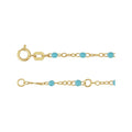 14K Yellow Gold 2 mm Adjustable Turquoise Enamel Bead 17-18" Chain