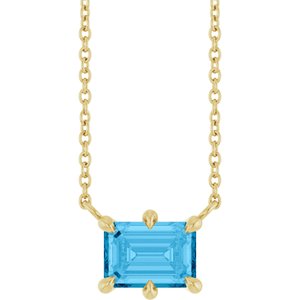 Natural Swiss Blue Topaz 6-Prong Solitaire Necklace (Style 88774)