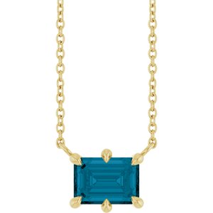 Natural London Blue Topaz 6-Prong Solitaire Necklace (Style 88774)