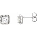 Square 4-Prong Halo-Style Earring