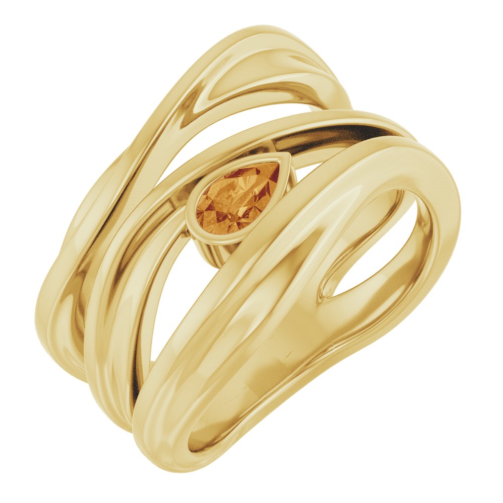 Utility 14K Yellow Gold Natural Citrine Negative Space Ring