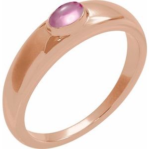 Natural Pink Tourmaline Cabochon Petite Dome Ring (Style 72387)