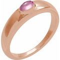 Natural Pink Tourmaline Cabochon Petite Dome Ring (Style 72387)