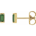 14K Yellow Gold Natural Green Tourmaline Channel-Set Earrings