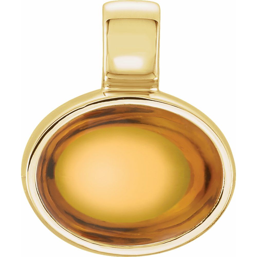 Essentials 14K Yellow Gold Natural Citrine Cabochon Pendant