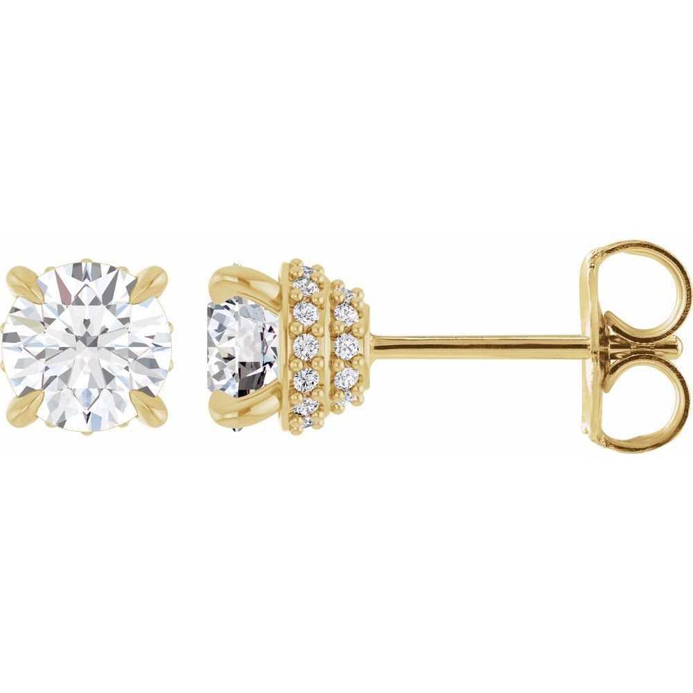 Round 4-Prong Hidden Halo-Style Stud Earrings