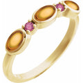 Impress 14K Yellow Gold Natural Citrine And Natural Pink Tourmaline Stackable Ring