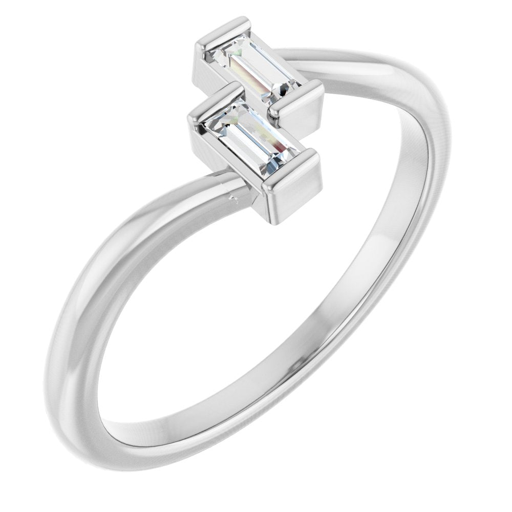 Essentials Sterling Silver 18 Ctw Natural Diamond Two Stone Ring
