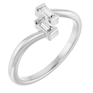 Essentials 14K White Gold 1/8 Ctw Natural Diamond Two-Stone Ring (Style 126997)