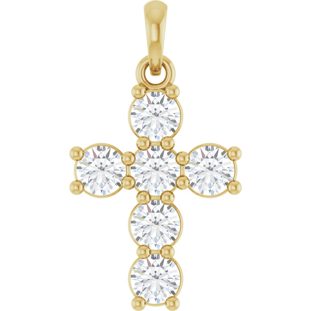 Believer 14K Yellow Gold 34 Ctw Natural Diamond Cross Pendant