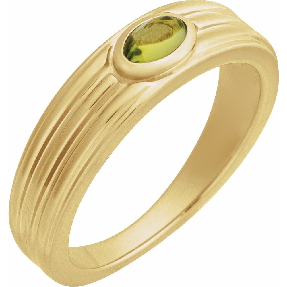Impress 14K Yellow Gold 5X3 Mm Natural Peridot Cabochon Ring