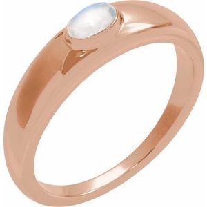 Natural Cabochon Rainbow Moonstone Petite Dome Ring (Style 72387)