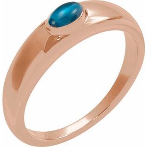 Natural Cabochon London Blue Topaz Petite Dome Ring (Style 72387)