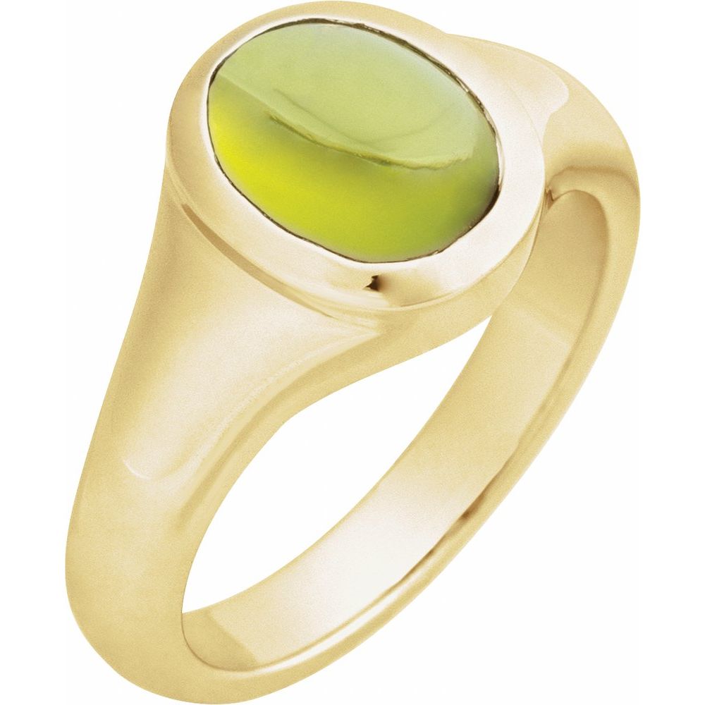 Impress 14K Yellow Gold 8X6 Mm Natural Peridot Ring
