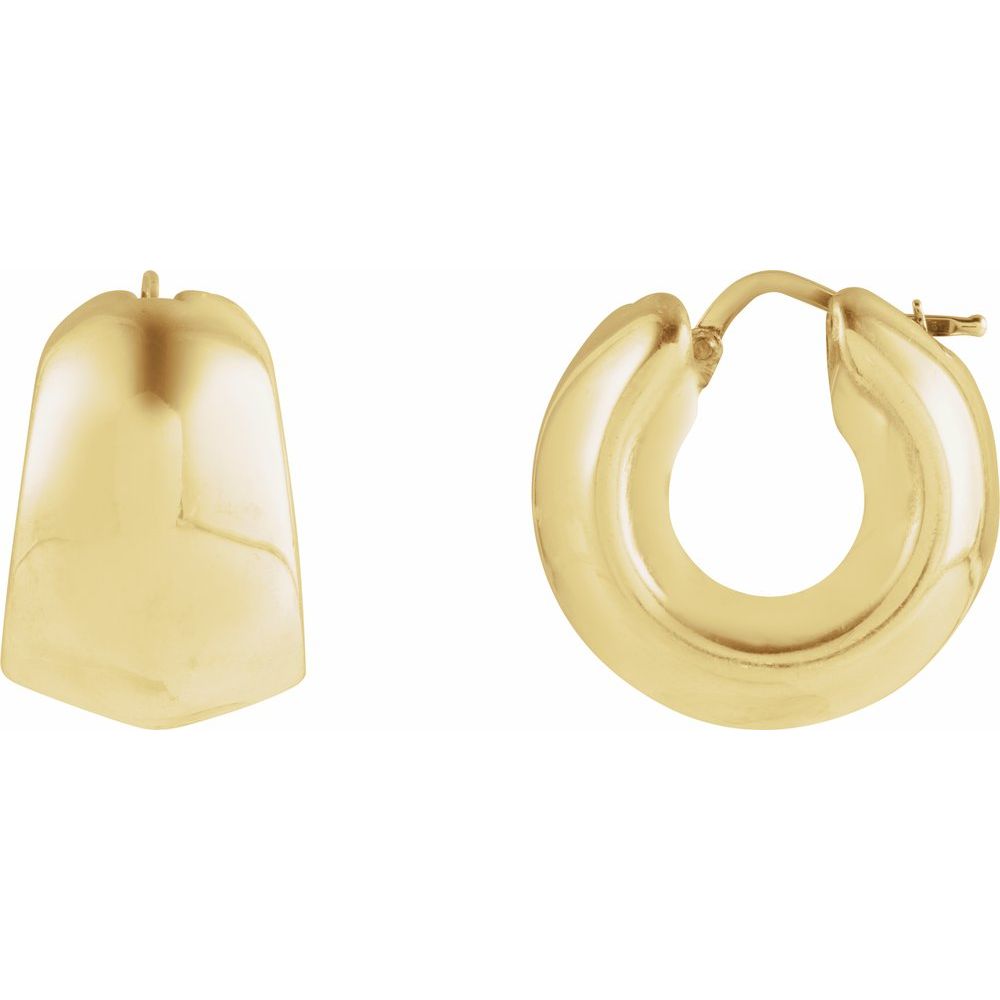 14K Yellow Gold Electroform Tapered 22.2 mm Hoop Earrings