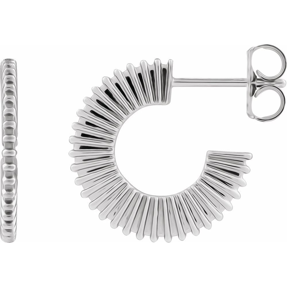Platinum Starburst 16 mm Hoop Earring