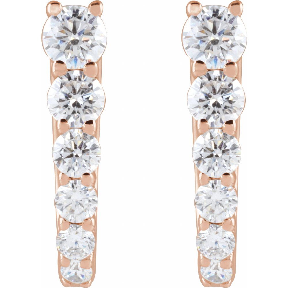 14K Rose Gold 1/2 CTW Lab-Grown Diamond 12.95 mm Hoop Earrings